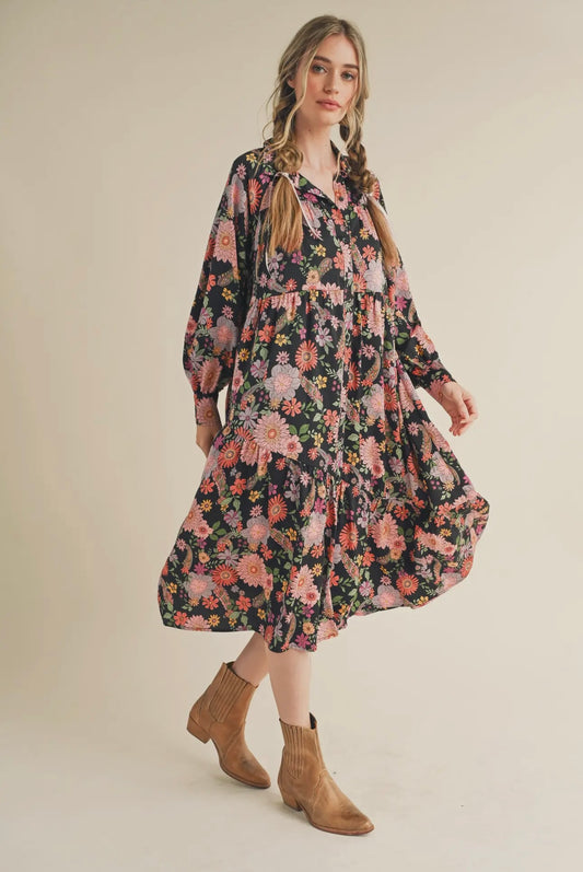 Rosalyn Midnight Floral Dress
