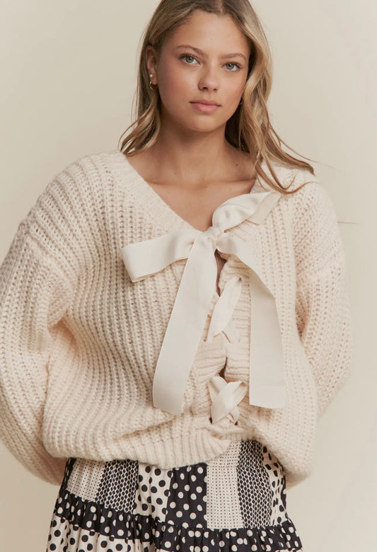 Ivory Bow Knit Sweater