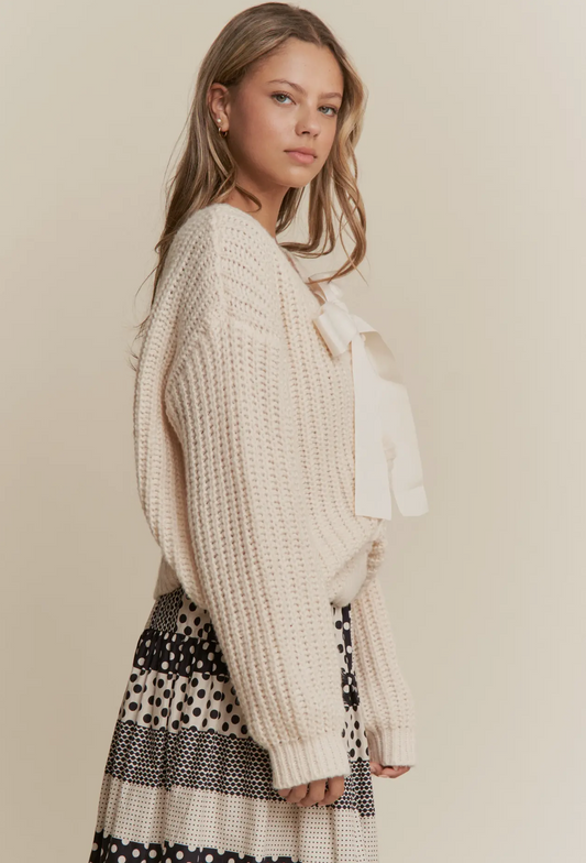 Ivory Bow Knit Sweater