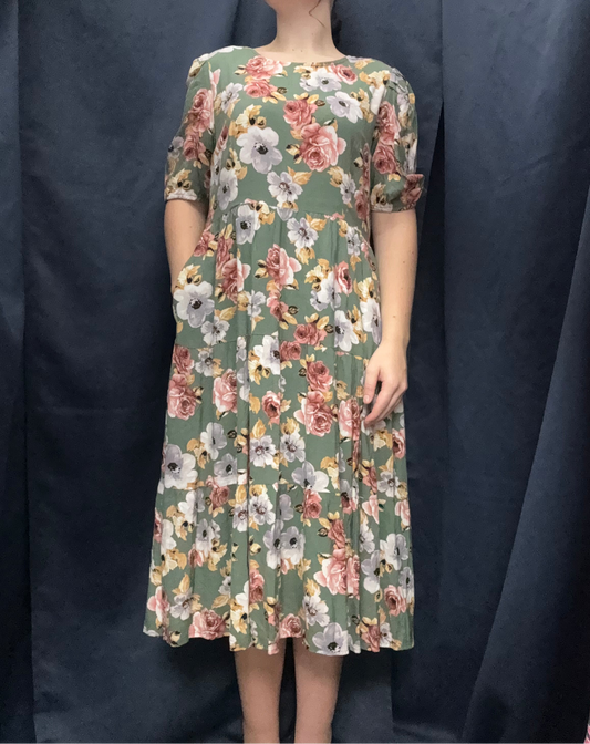 Sage Floral Dress