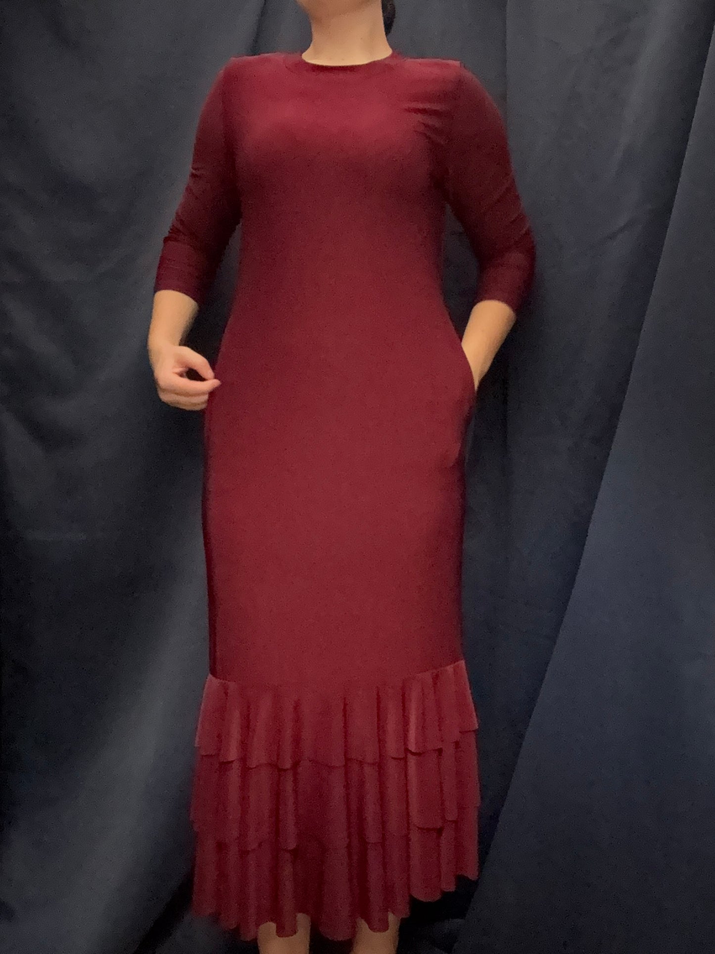 Layered Crimson Cascade Dress