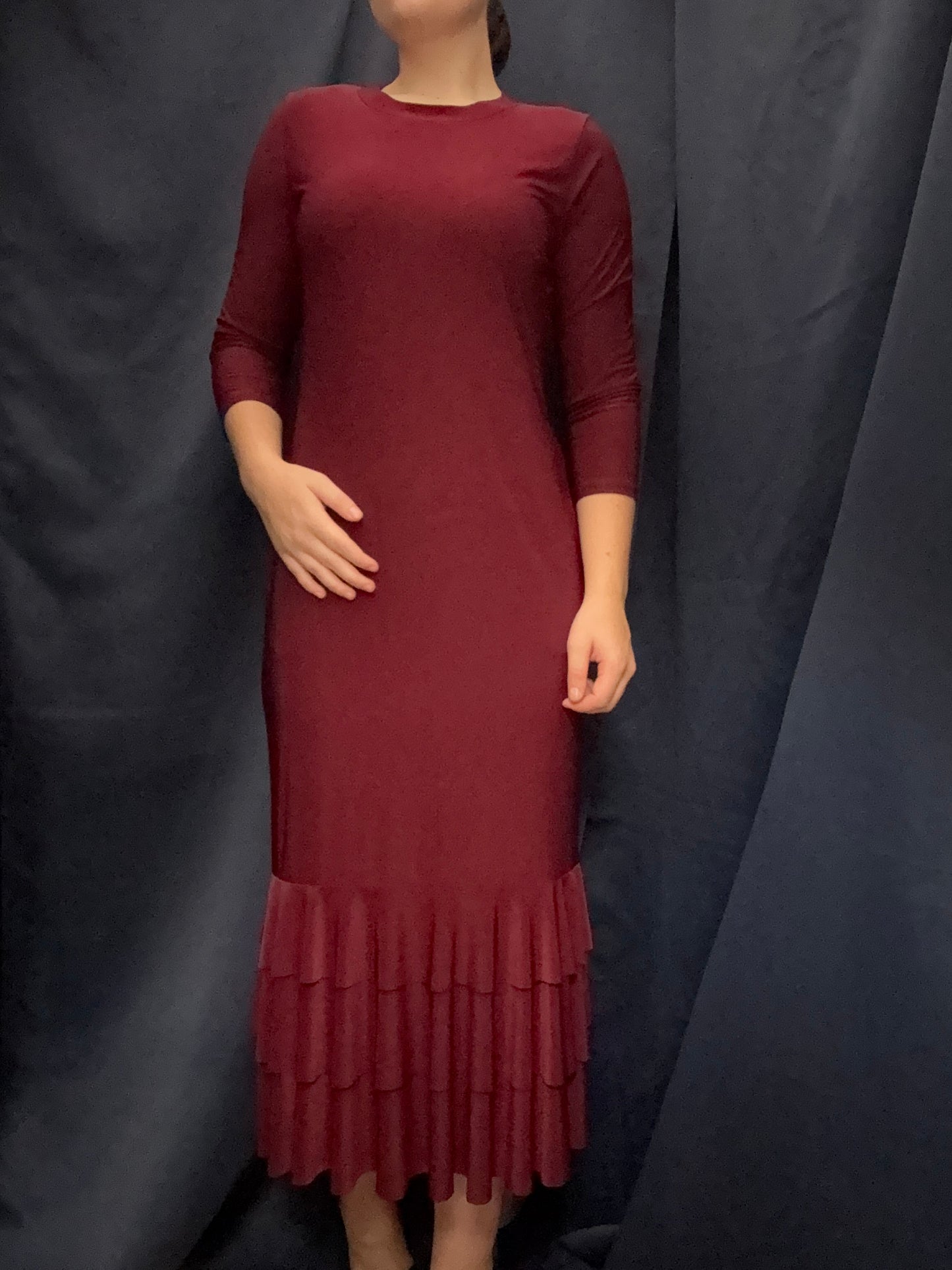 Layered Crimson Cascade Dress