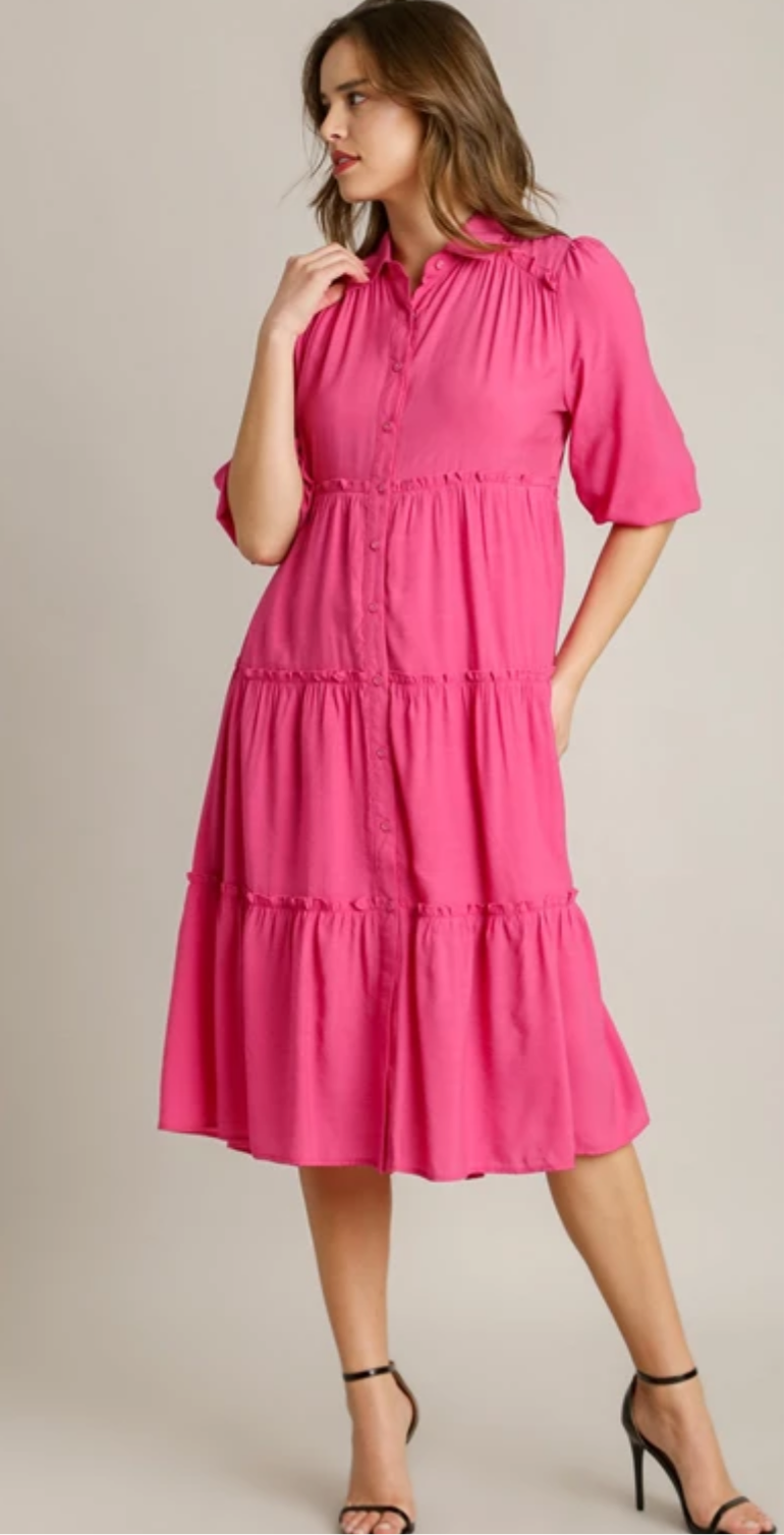 Pink Button Down Dress