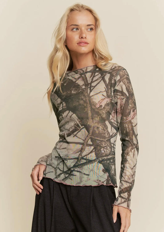 Camo Mesh Top