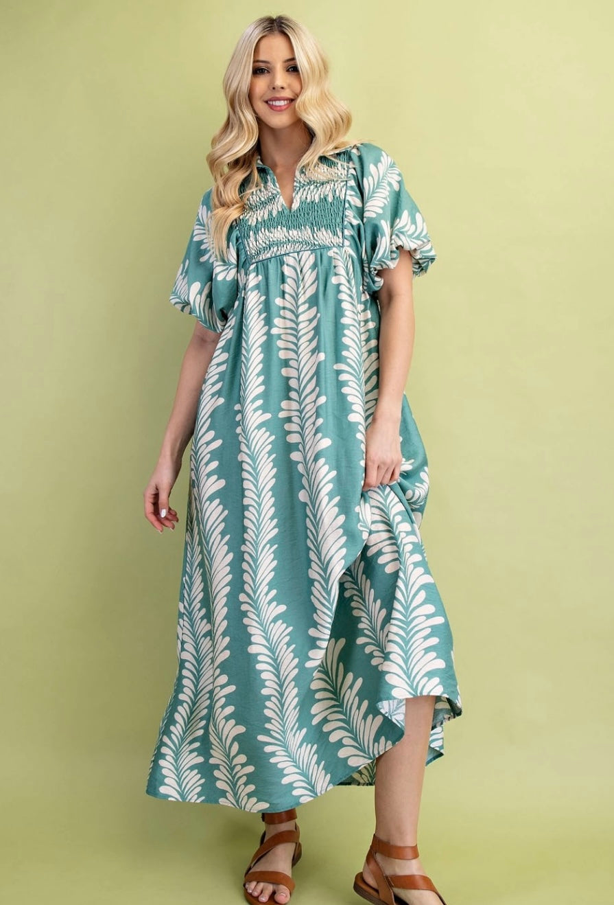Printed Puff Sleeves